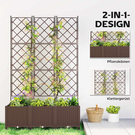 Mobile Planter with Trellis, Self-Watering, 120x40x192 cm
