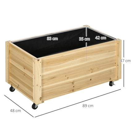 Mobile Raised Garden Bed, Weatherproof, 89 x 48 x 47 cm