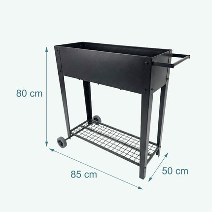 Mobile Raised Garden Bed – Wheels, Storage Shelf