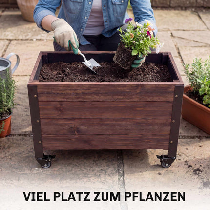 Mobile Raised Garden Bed with Wheels, 60x30x41 cm