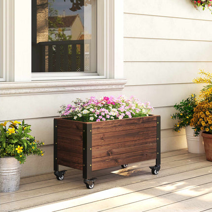 Mobile Raised Garden Bed with Wheels, 60x30x41 cm