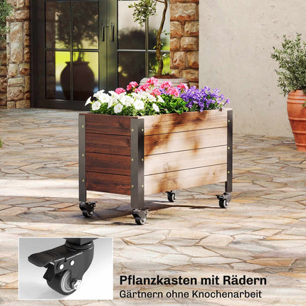 Mobile Raised Garden Bed with Wheels, 60x30x41 cm