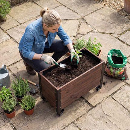 Mobile Raised Garden Bed with Wheels, 60x30x41 cm