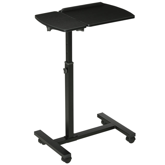 Mobile portable tripod table, adjustable height, black
