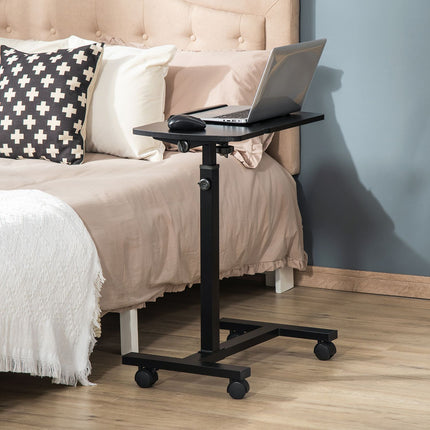 Mobile portable tripod table, adjustable height, black