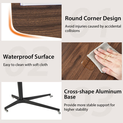 Mobile Standing Desk, Height Adjustable, Locking Casters