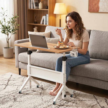 Mobile Standing Desk, Height Adjustable with Storage Basket