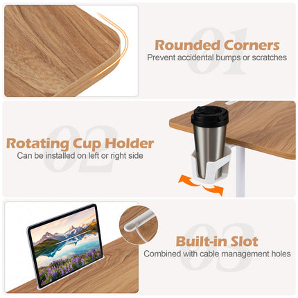 Mobile Standing Desk, Height Adjustable with Storage Basket