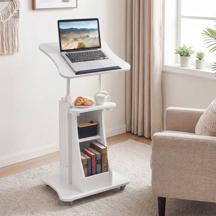 Mobile Standing Desk With Wheels, Tilting Top, 72-112 Cm