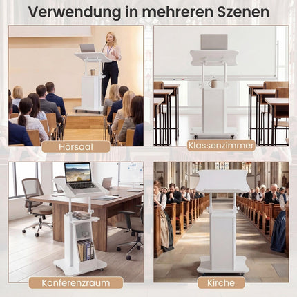 Mobile Standing Desk With Wheels, Tilting Top, 72-112 Cm