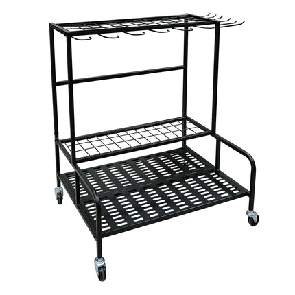 Mobile Steel Garden Tool Rack with Castors, Black