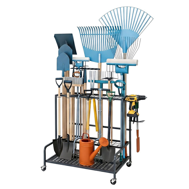 Mobile Steel Garden Tool Rack with Castors