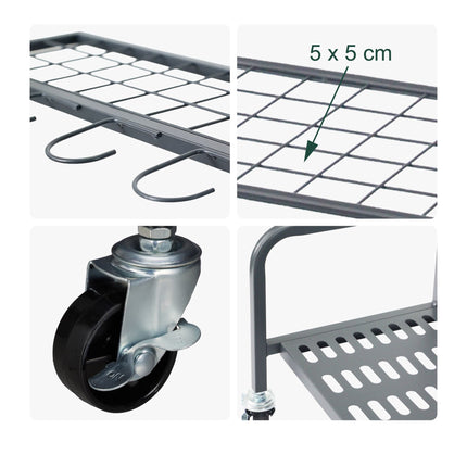 Mobile Steel Garden Tool Rack with Castors