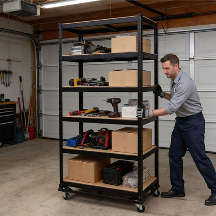 Mobile Steel Shelving Unit, Adjustable, Locking Casters