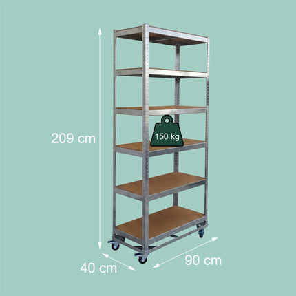 Mobile Steel Shelving Unit – Adjustable Shelves, Braked Castors