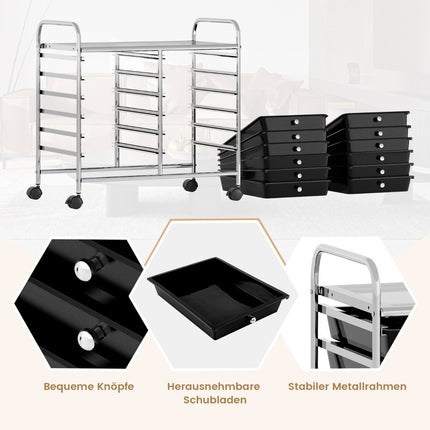 Mobile Storage Cart with 12 Stackable Drawers, Black