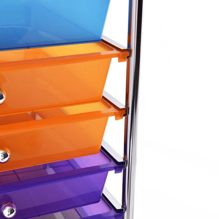 Mobile Storage Cart with 15 Stackable Drawers, Metal Frame