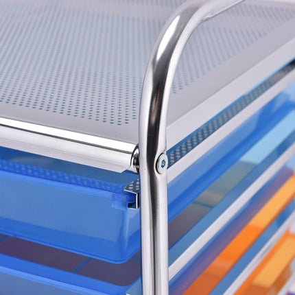 Mobile Storage Cart with 15 Stackable Drawers, Metal Frame