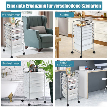 Mobile Storage Cart with 6 Stackable Drawers, Metal Frame