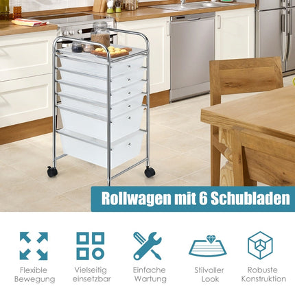 Mobile Storage Cart with 6 Stackable Drawers, Metal Frame