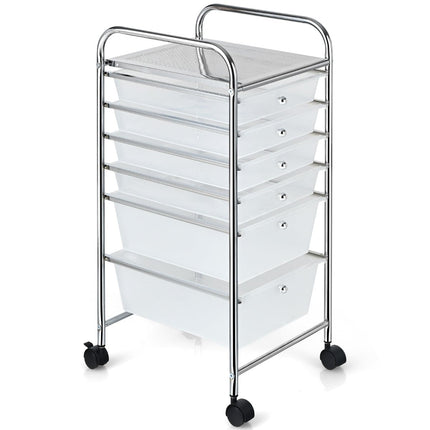 Mobile Storage Cart with 6 Stackable Drawers, Metal Frame