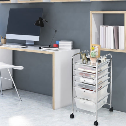 Mobile Storage Cart with 6 Stackable Drawers, Metal Frame
