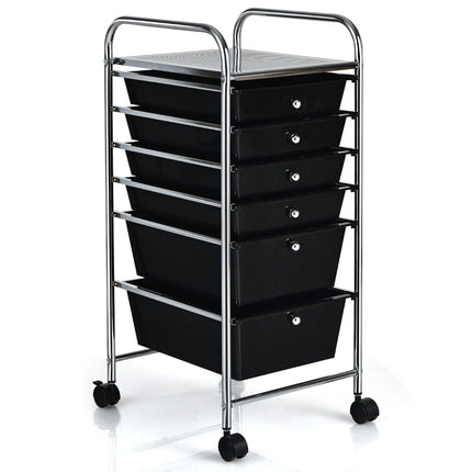 Mobile Storage Cart with 6 Stackable Drawers, Metal Frame