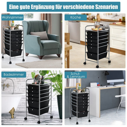 Mobile Storage Cart with 6 Stackable Drawers, Metal Frame