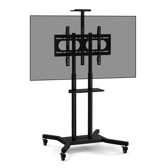 Mobile TV stand for 32-70 inch TVs up to 50 kg. Adjustable TV trolley with camera shelf
