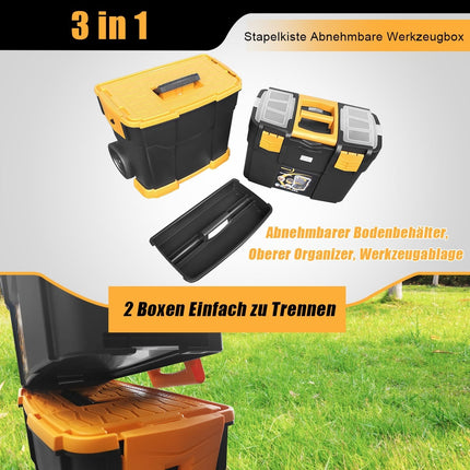 Mobile Tool Box with Wheels, 3-in-1 Stackable Design
