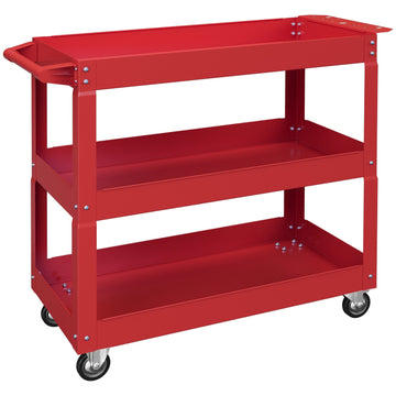 Mobile Tool Cart – 3-Tier Steel, Locking Wheels