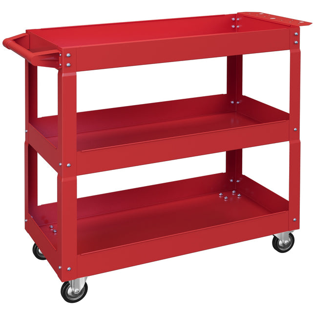 Mobile Tool Cart – 3-Tier Steel, Locking Wheels