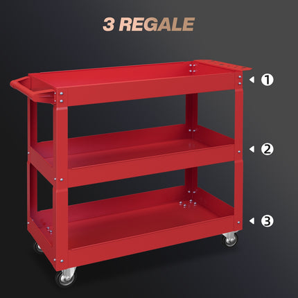 Mobile Tool Cart – 3-Tier Steel, Locking Wheels