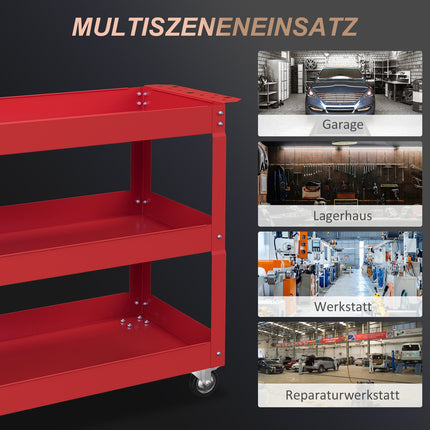 Mobile Tool Cart – 3-Tier Steel, Locking Wheels