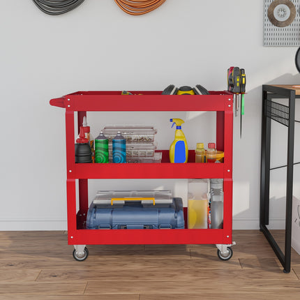 Mobile Tool Cart – 3-Tier Steel, Locking Wheels