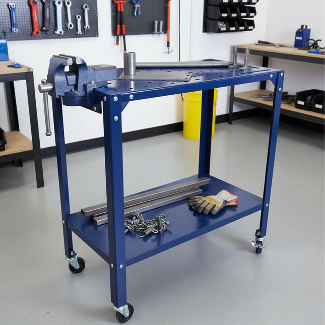 Mobile Welding Table with Perforated Steel Top