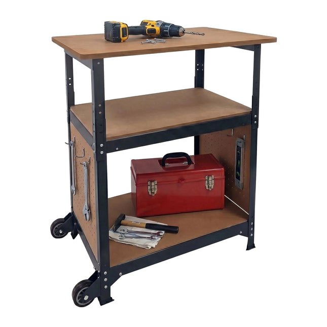 Mobile Workbench With Castors – Height Adjustable, Pegboard