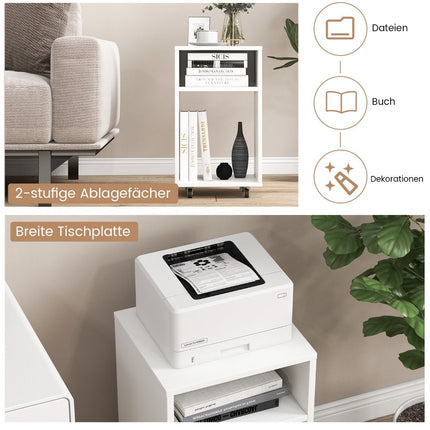 Mobile filing cabinet office cabinet with 2 open shelves 33 x 30 x 58 cm white