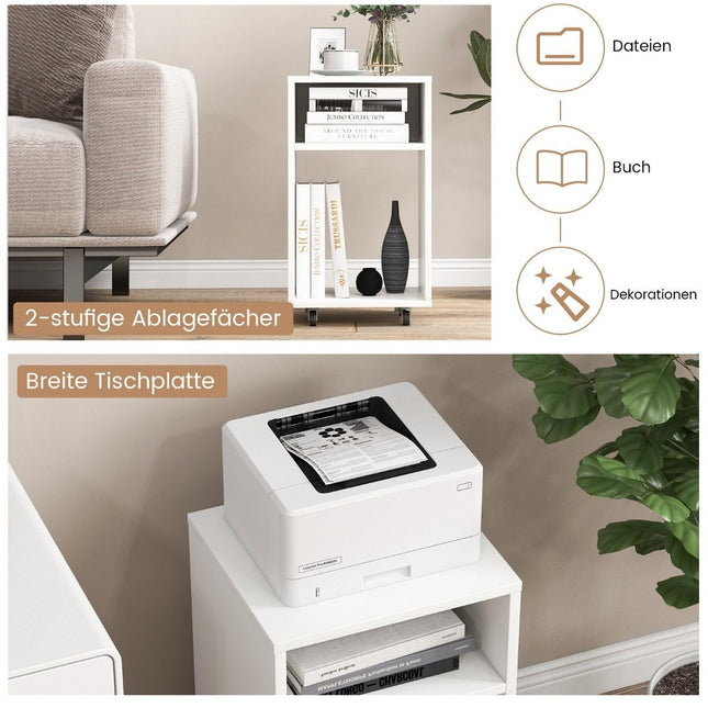 Mobile filing cabinet office cabinet with 2 open shelves 33 x 30 x 58 cm white