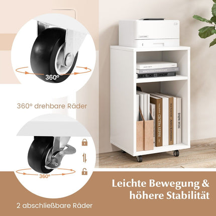 Mobile filing cabinet office cabinet with 2 open shelves 33 x 30 x 58 cm white