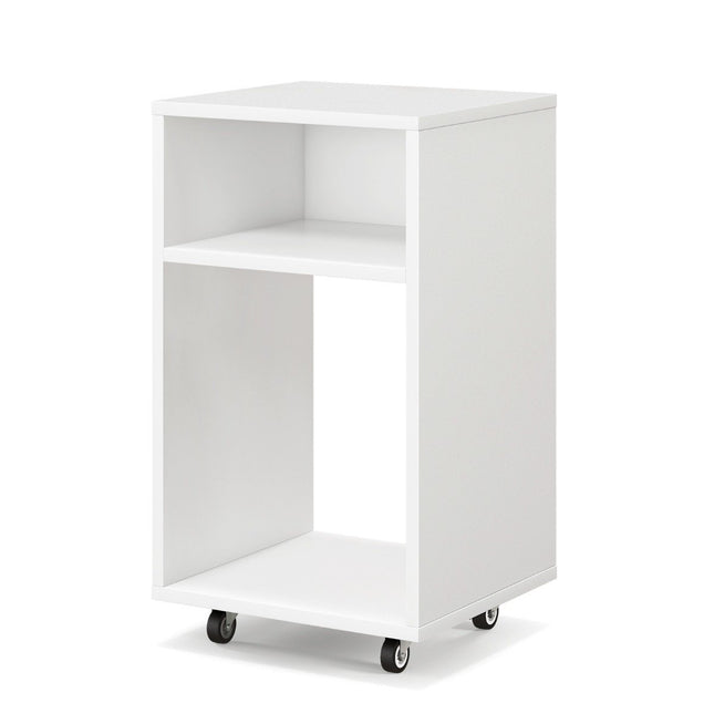 Mobile filing cabinet office cabinet with 2 open shelves 33 x 30 x 58 cm white