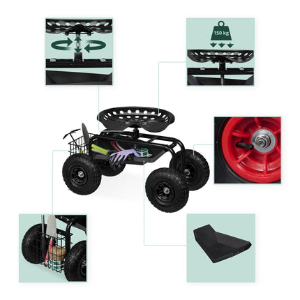 Mobile garden seat with storage