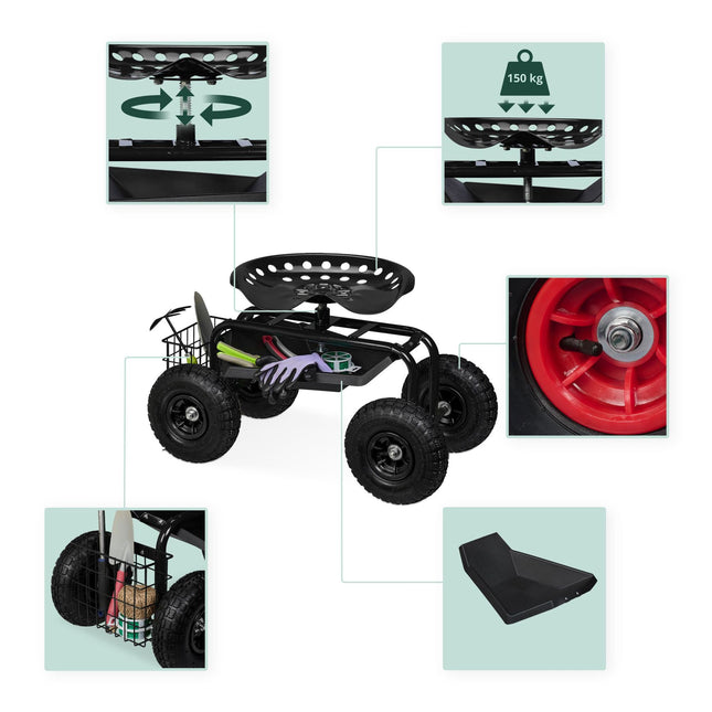 Mobile garden seat with storage