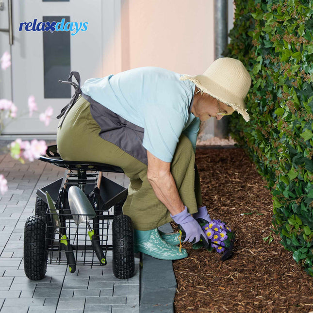 Mobile garden seat with storage