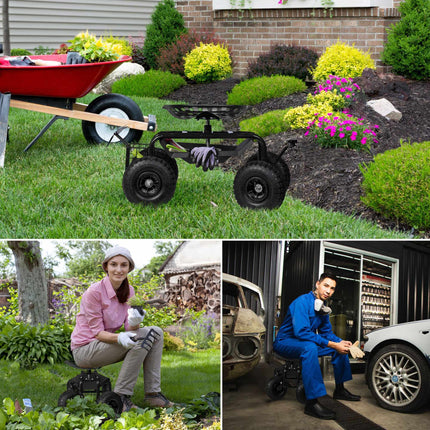 Mobile garden seat with storage