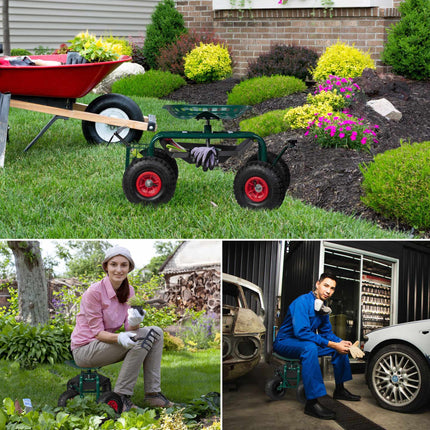 Mobile garden seat with storage