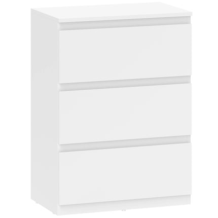 Modern 3-Drawer Dresser, White, 55 x 34 x 75 cm