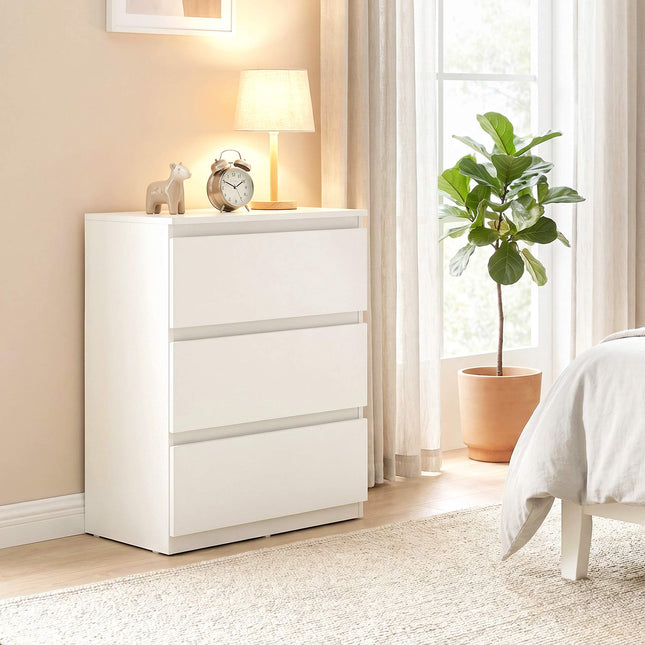 Modern 3-Drawer Dresser, White, 55 x 34 x 75 cm