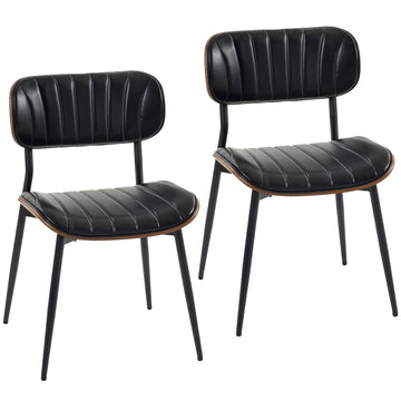 Modern Black PU Leather Dining Chairs, Set of 2