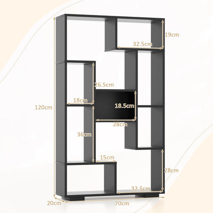 Modern Bookshelf with Open Shelves & Anti-Tip, Black